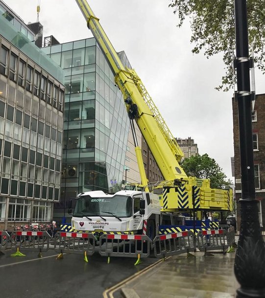 John Sutch Cranes raises awareness and funds for The Christie cancer charity with specially wrapped Grove GMK5200-1